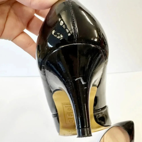 TED BAKER Black Patent Leather Kitten Heel Size 9.5 - Picture 7 of 8